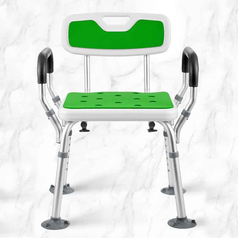 Aluminium chair for bathroom with armrests and backrest