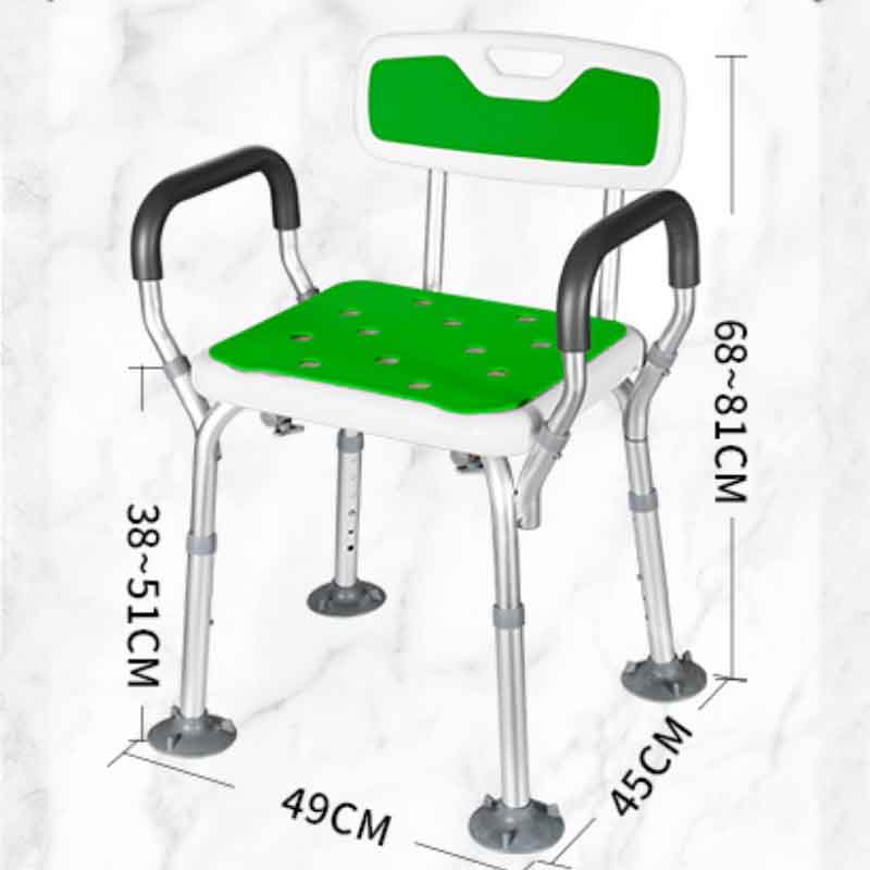 Безопасное алюминиевое кресло для ванной с подлокотниками и спинкой с обивкой из алюминия.