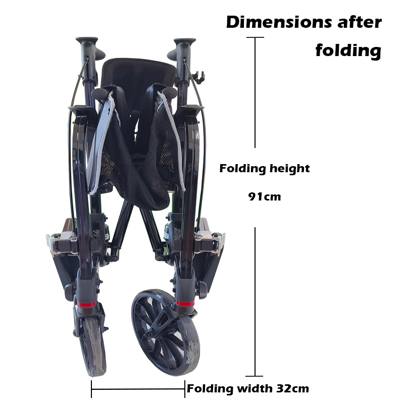 Алюминиевая 4-х колесная инвалидная коляска-ролятор с сиденьем и тормозами