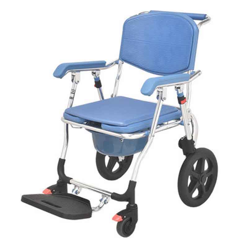 Foldable Shower Aluminum Commode Chair With Wheels